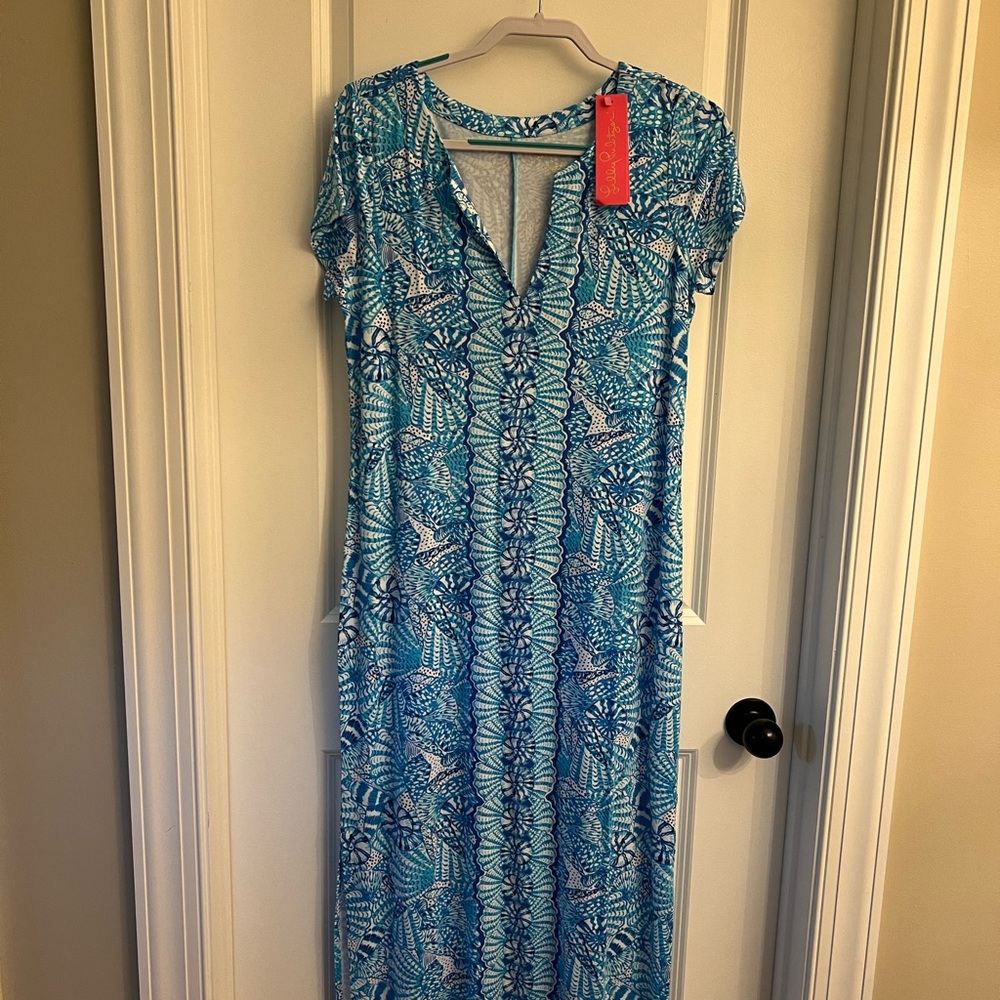 NWT Lilly Amalfi Blue Maxi Dress